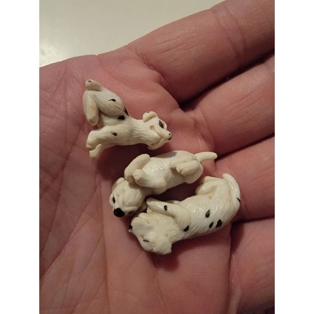 Lot Of 3 Vintage Mini Dalmatian Puppies Dog Dalmatians 90s Vtg Miniature Plastic